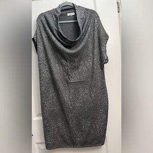 Calvin Klein Gray Metallic Sparkle Cowl Neck Tunic Dress Size 1X